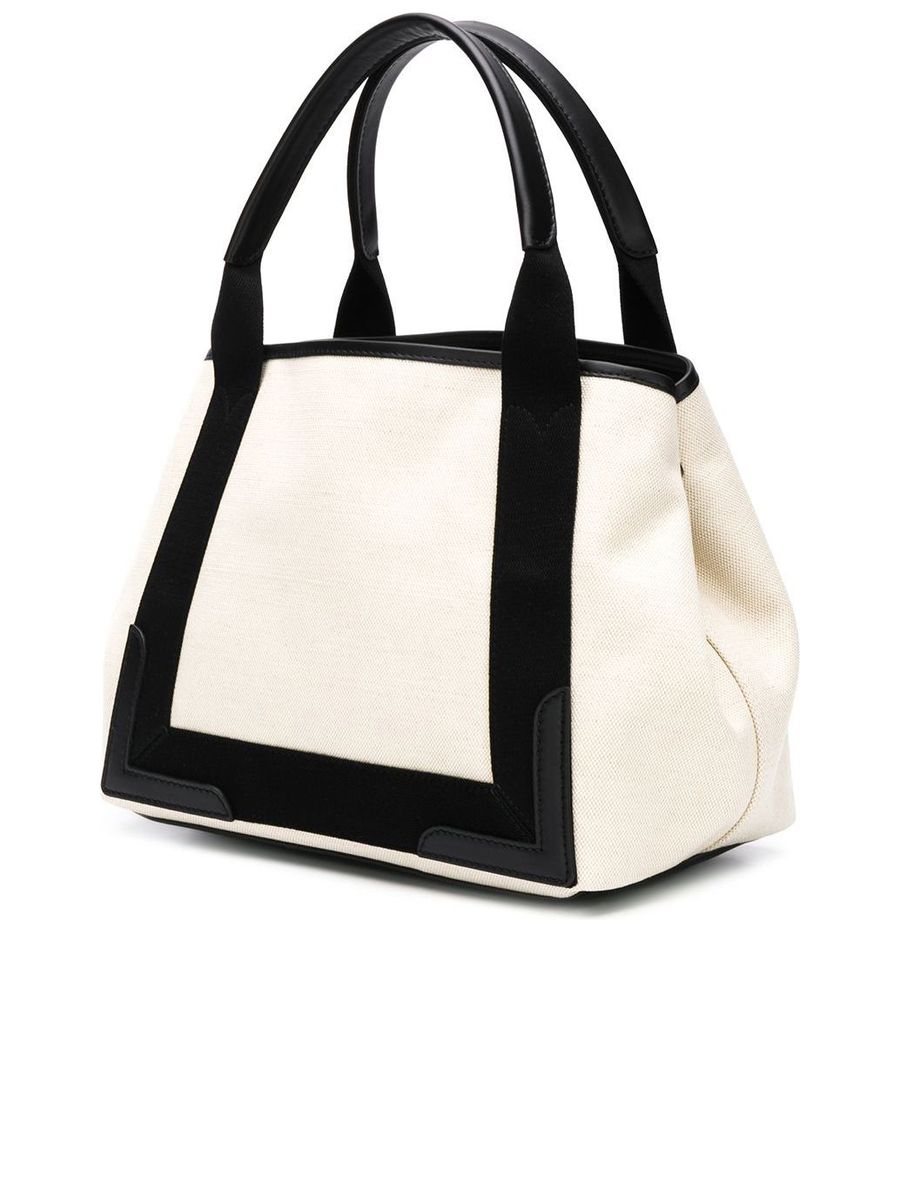Navy Small Cabas In Beige