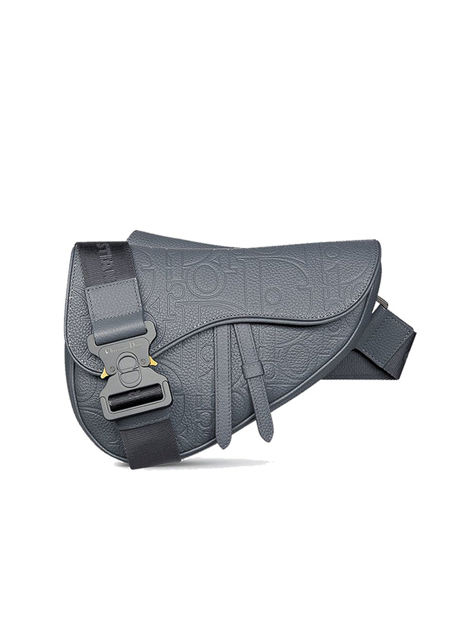 Saddle Bag In Deep Gray Dior Gravity Leather And Deep Gray Grained Calfskin