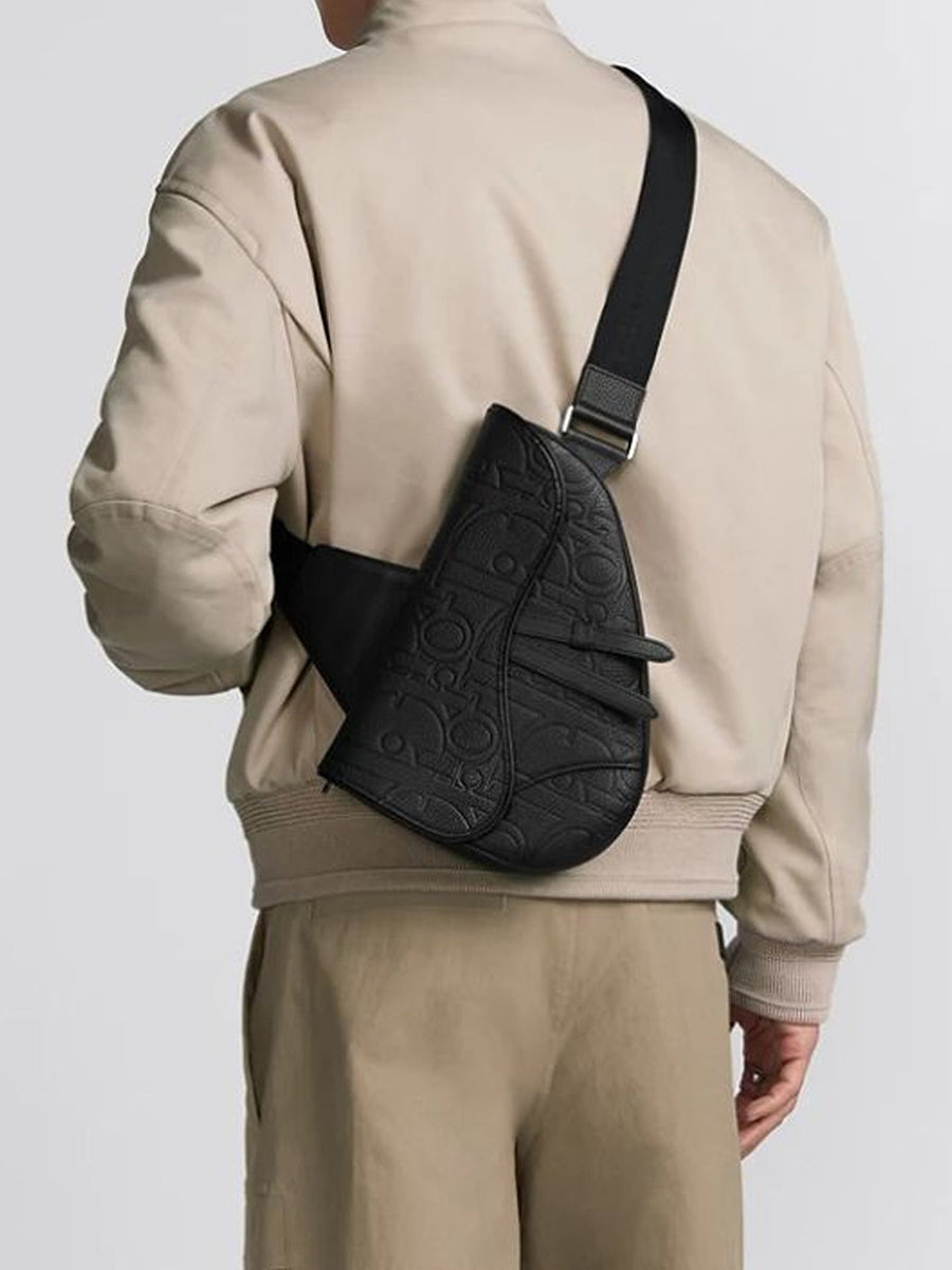 Saddle Bag In Deep Gray Dior Gravity Leather And Deep Gray Grained Calfskin