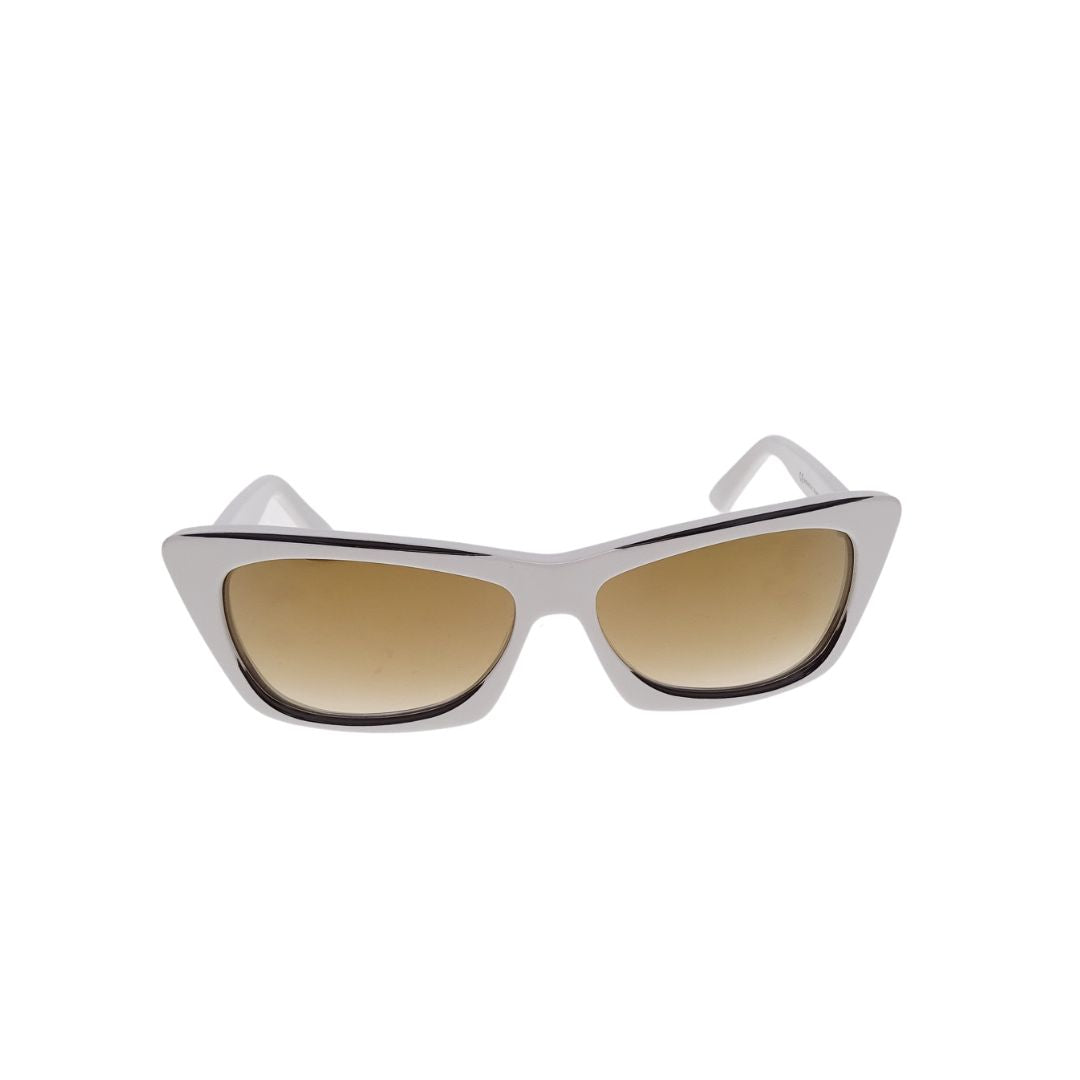 Gucci Thin Cat Eye Gold Lens White Frame Sunglasses