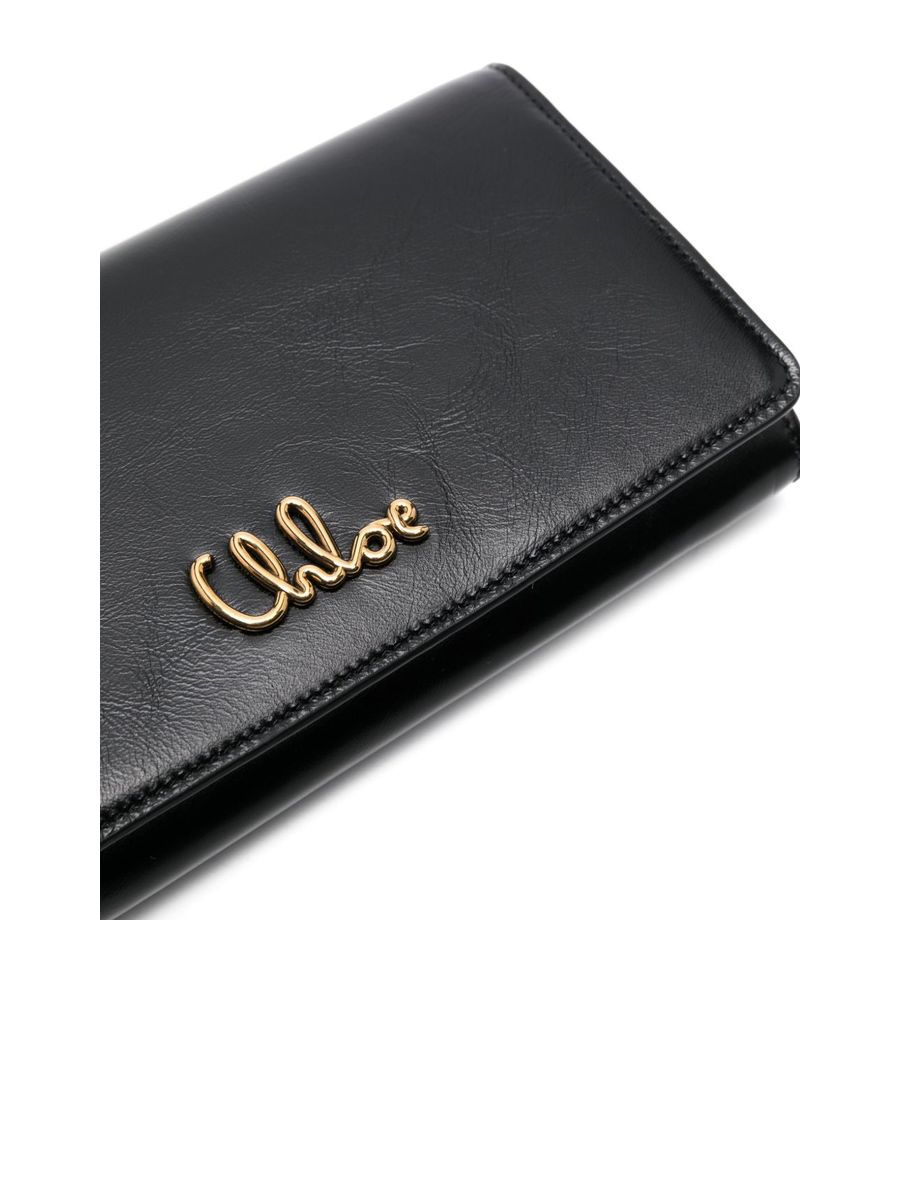 Chloé Iconic Flap Wallet On Chain In Shiny Leather