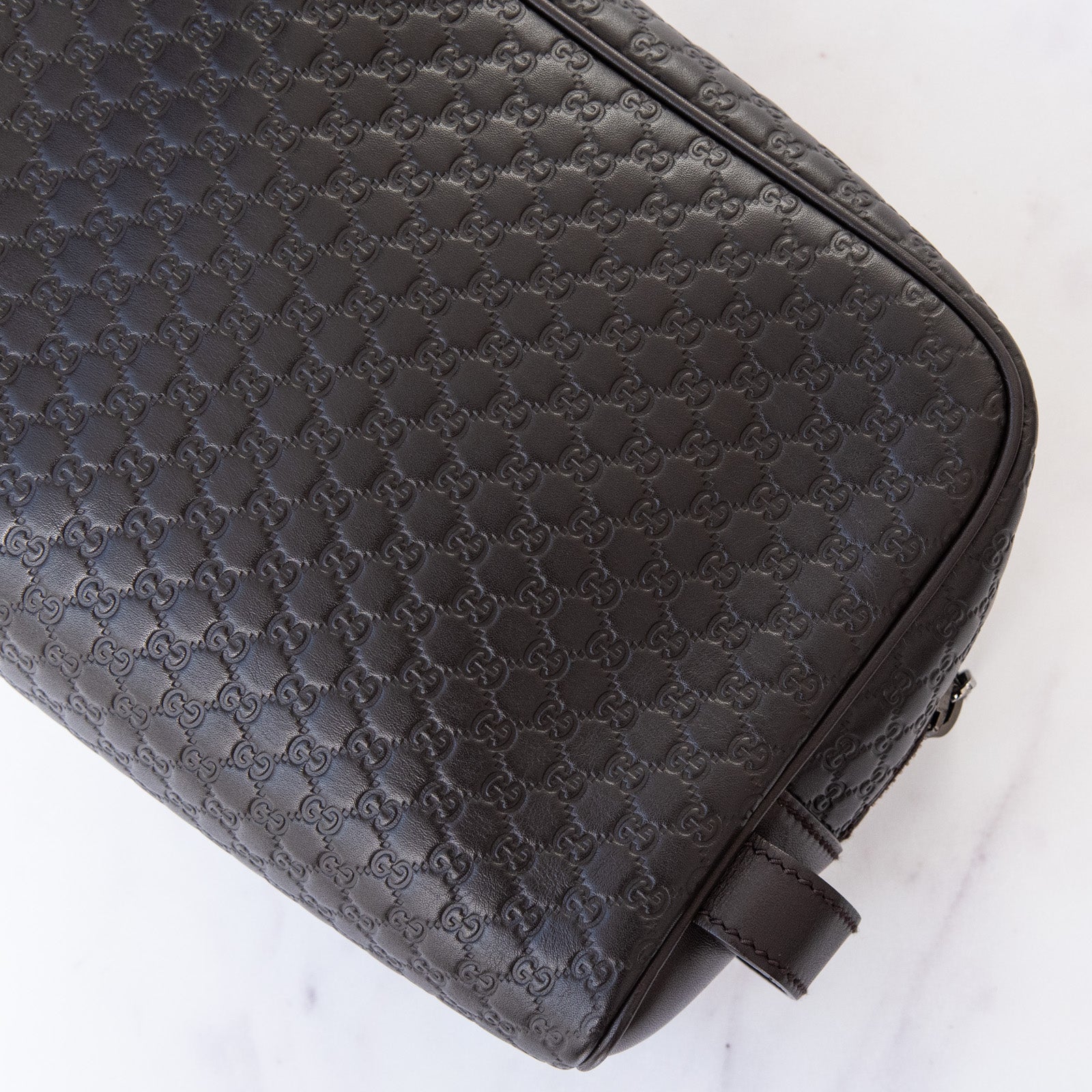 Gucci Micro Gg Brown Leather Pouch