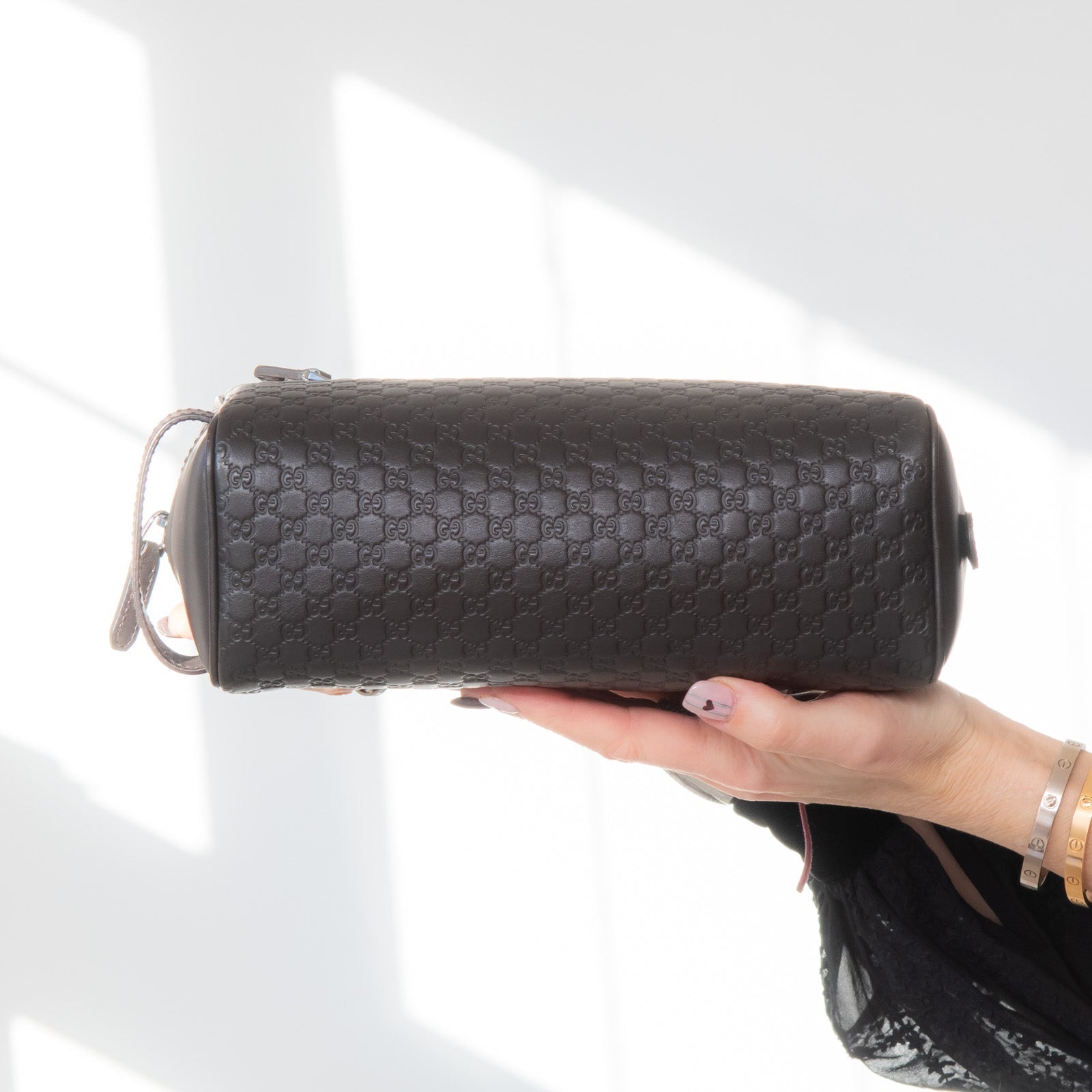 Gucci Micro Gg Brown Leather Pouch