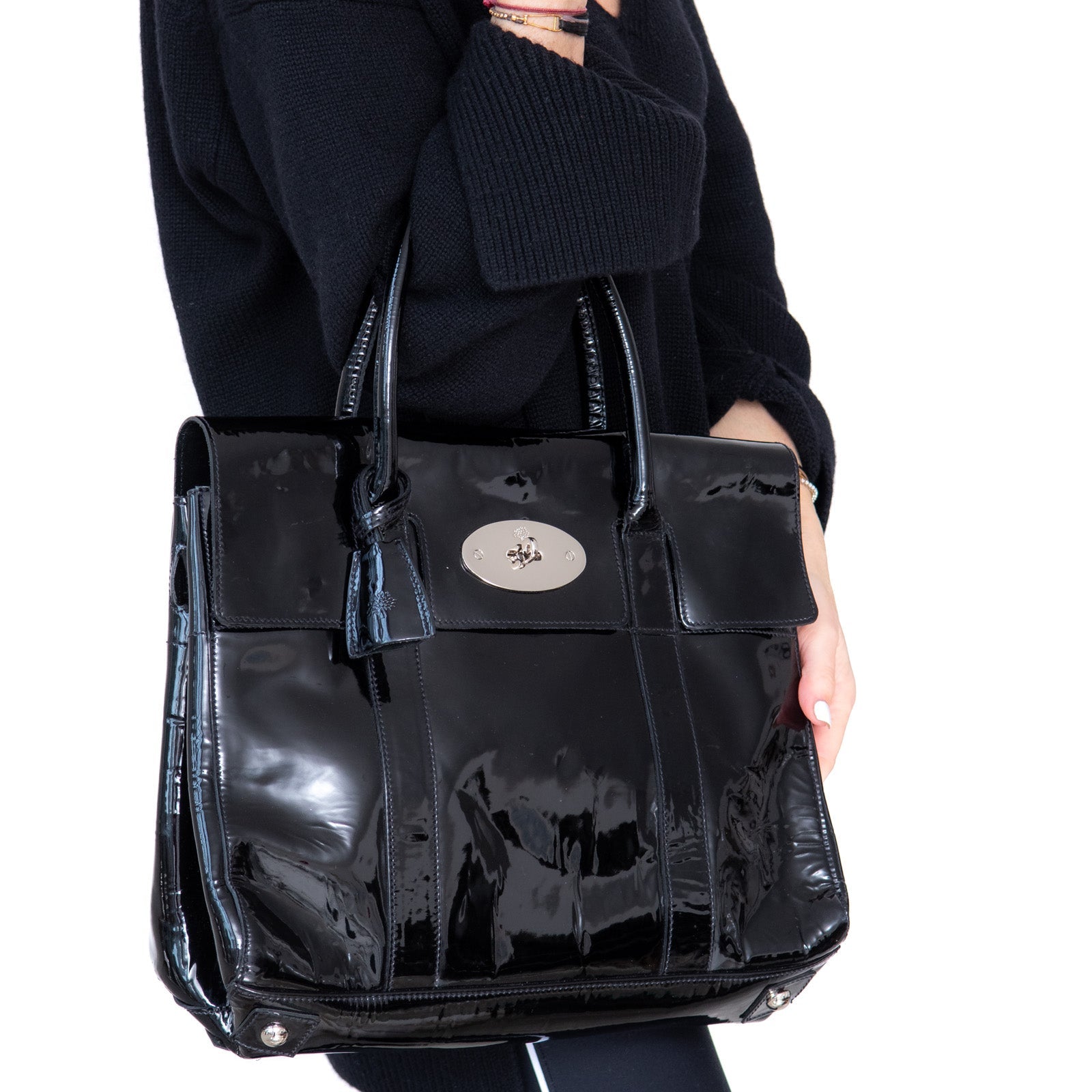 Mulberry Black Patent Bayswater Bag