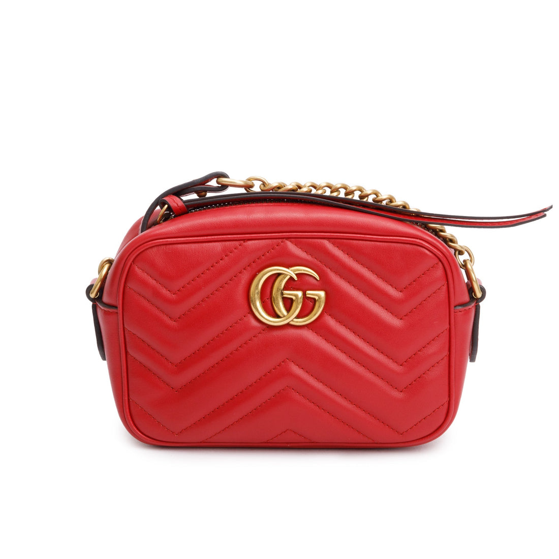 Gucci Red Gg Marmont Matelasse Mini Shoulder Bag
