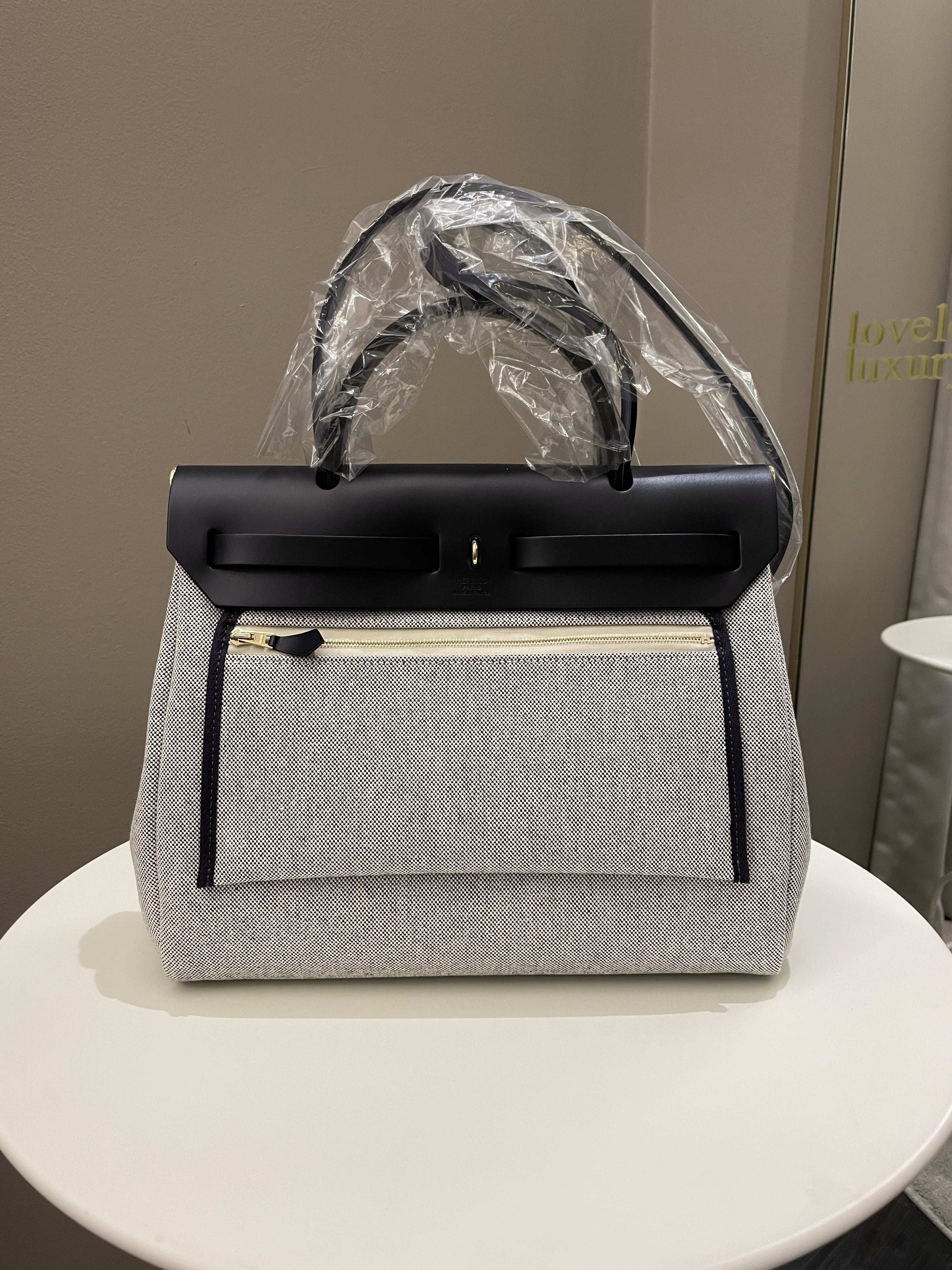 Hermes Herbag Zip 31 Circuit 24 Bleu Royal Bleu Indigo Ecru