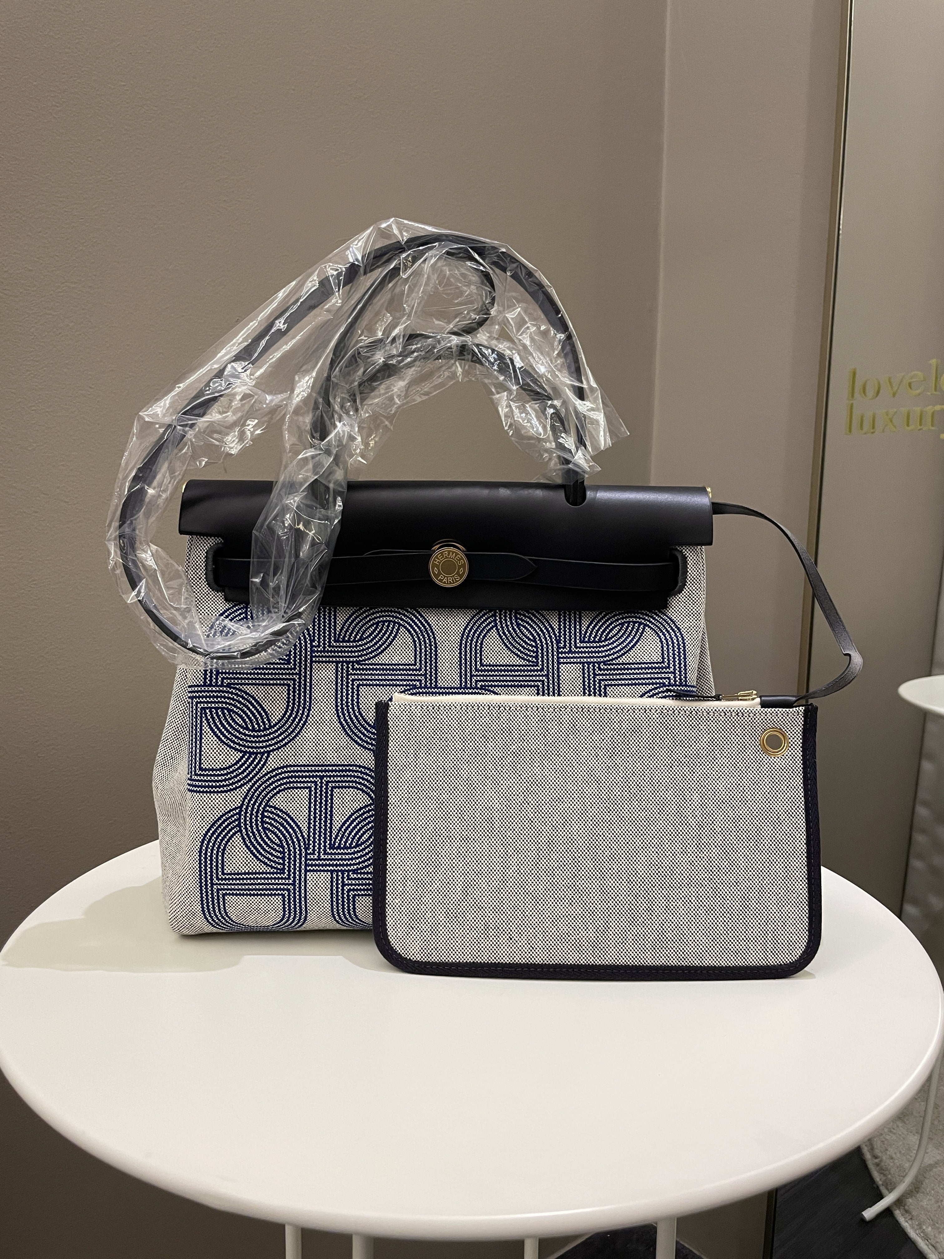 Hermes Herbag Zip 31 Circuit 24 Bleu Royal Bleu Indigo Ecru