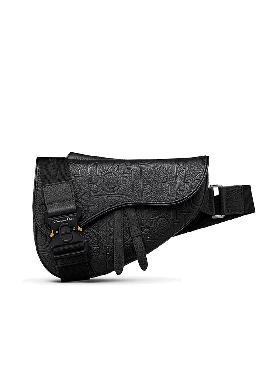 Saddle Bag In Black Dior Gravity Leather And Black Grained Calfskin